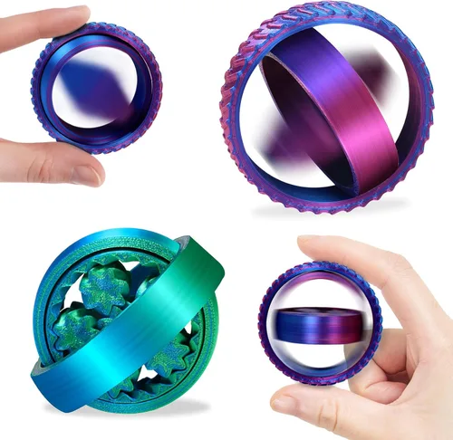 Paquete de 2 juguetes para ansiedad impresos en 3D, anillos sensoriales de color degradado para adultos y niños, juguetes de escritorio silenciosos
