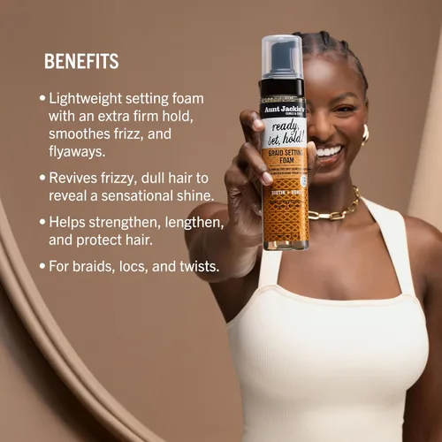 Miniatura 5 de Aunt Jackie's Curls & Coils Braid + Twist Collection Ready, Set, Hold Braid Setting Foam with Extra Firm Hold, 8.5 fl oz