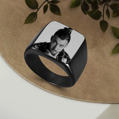 Miniatura 6 de Jovivi Anillo de acero inoxidable con texto grabado para hombres y mujeres, talla 9-14