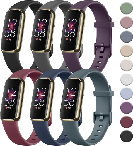 Miniatura 12 de Tobfit Paquete de 6 correas deportivas compatibles con correas Fitbit Luxe para mujeres y hombres, correas de silicona suave impermeables
