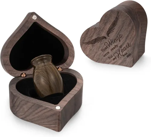Miniatura 9 de Dletay Mini urnas para cenizas humanas, pequeñas urnas de cremación para hombres y mujeres, recuerdo de cenizas con caja cuadrada de madera de 1.18