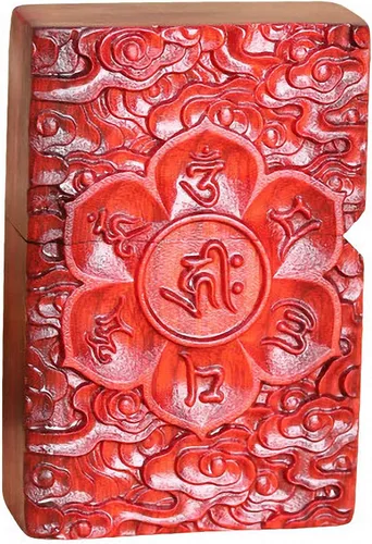 Miniatura 2 de Carcasa exterior de palisandro Huanghuali natural tallado para módulo Zippo (1000 brazos Avalokiteshvara de la diosa 3#)