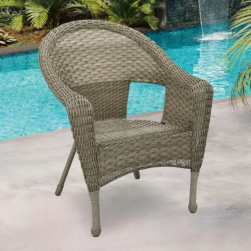 Miniatura 2 de Jeco Silla individual Clark de mimbre de resina gris