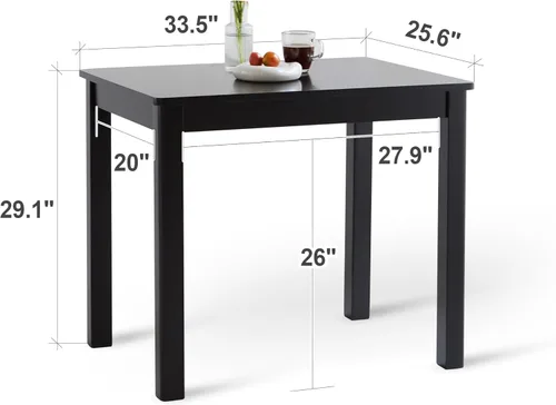 Miniatura 2 de Livinia Cabin 33.5" Mesa de comedor de madera/Mesa de cocina rectangular pequeña moderna de madera maciza de estilo granja (negra)