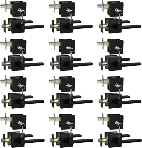 Miniatura 61 de NEWBANG Palanca de puerta de cama/baño para privacidad Baño e interior Manija de cerradura de puerta en negro mate envejecido, HD1601-DB-BK-1P
