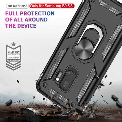 Miniatura 7 de LeYi Funda para Galaxy S9 con 2 protectores de pantalla suave, anillo de metal protector de grado militar con función atril para teléfono Android