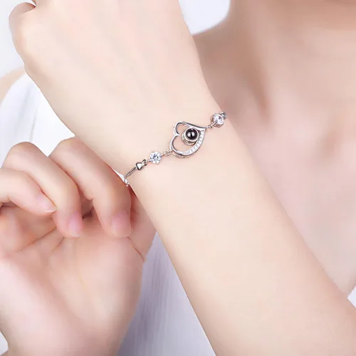 Miniatura 9 de Godchoices Pulsera de fotos personalizada, pulsera de proyección de fotos con imagen en el interior, collar con texto en inglés "I Love You