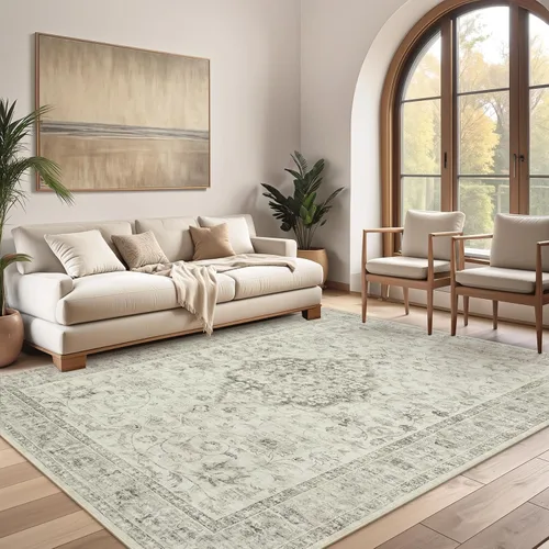 Miniatura 11 de LIVEBOX Alfombra lavable de 5 x 7 pies, para sala de estar, dormitorio, antideslizante, estilo bohemio, para interiores, para comedor, oficina