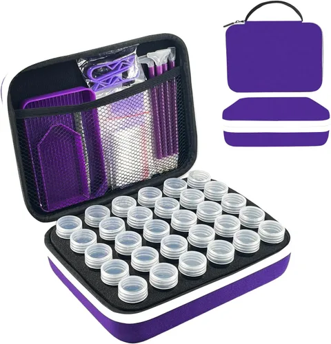 Miniatura 20 de Contenedores de almacenamiento de pintura de diamantes, 120 ranuras para accesorios de pintura de diamantes y herramientas para estuche organizador