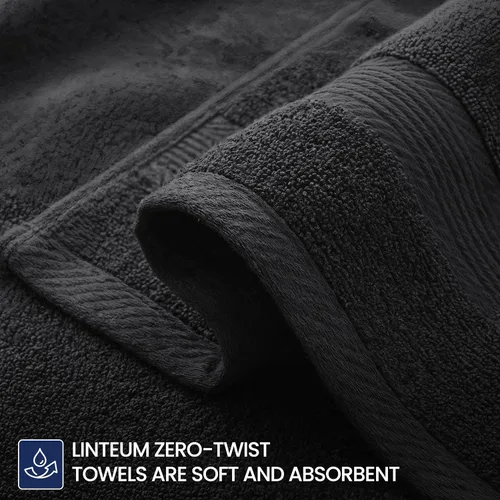 Miniatura 3 de Linteum Textile Supply Toalla de mano negra prémium de 16 x 27 pulgadas, 100% algodón, sin torsión, absorbente, de secado rápido, duradera