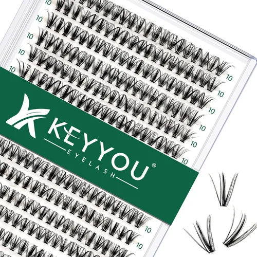 Miniatura 42 de Kit de extensión de pestañas DIY KEYYOU 300 piezas, kit de racimos de pestañas con removedor de pegamento y aplicador, fácil de usar