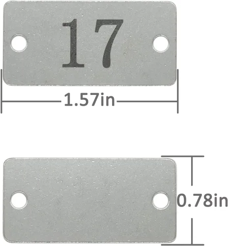 Miniatura 2 de Etiquetas numeradas rectangulares de acero inoxidable con dos agujeros (1-10)