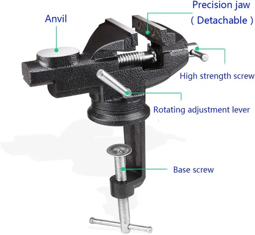 Miniatura 3 de Tornillo de mesa Home Vise - Tornillo de banco con abrazadera, 3.0" negro