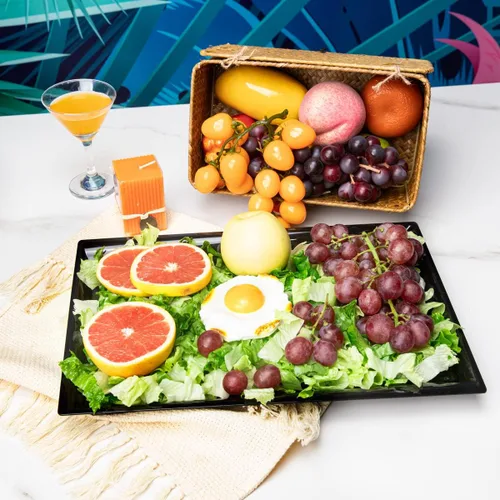 Miniatura 5 de Supernal Paquete de 12 bandejas de plástico negro para servir, bandejas de plástico de 15 x 10 pulgadas, bandeja de plástico de comida rápida