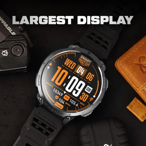 Miniatura 2 de ALPHAGEAR Bravo XL 2 Smartwatch para hombre, reloj inteligente táctico de cara grande, batería de 21 días de 720 mAh, pantalla AMOLED, linterna
