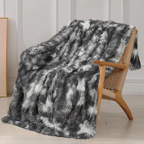 Miniatura 10 de Tuddrom - Manta decorativa extra suave de piel sintética, 50 x 60 pulgadas (127 x 152.4 cm), reversible, de doble capa, de pelo largo, mullida, Rosa
