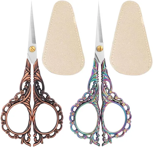 Miniatura 10 de Jasni Tijeras de Bordado Bonitas de 5 Pulgadas Pequeñas para Costura y Artesanía Acero Inoxidable Mango Vintage de Flor de Durazno para Herramientas