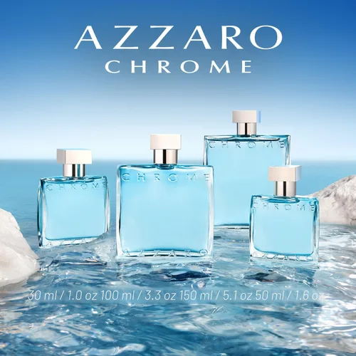 Miniatura 5 de Azzaro Eau de Toilette cromado, colonia acuática fresca para hombre, fragancia cítrica, amaderada y almizclada, notas frescas de bergamota, uso