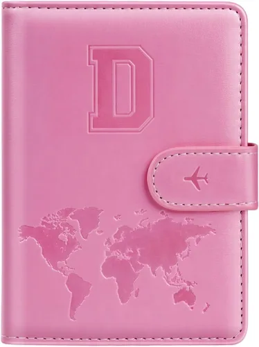 Miniatura 65 de Funda para Pasaporte Personalizada con Letra de la A a la Z, Billetera de Viaje con Bloqueo RFID, Funda para Pasaporte, Estuche para Pasaporte
