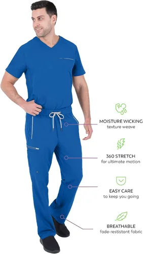 Miniatura 5 de Healing Hands 6 Pocket Mens Scrubs Pant HH360 9171 Noah Cargo Scrub Pant for Men Full Elastic with Drawstring