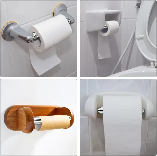 Miniatura 7 de Shappy 2 piezas de soporte universal de papel higiénico de repuesto con resorte de plástico retráctil de repuesto para papel higiénico para baño