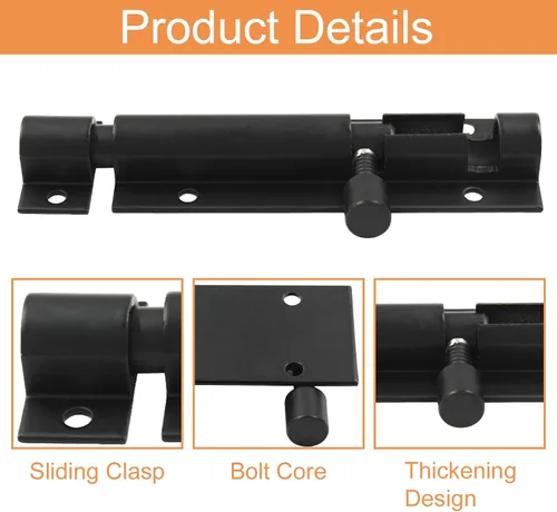 Miniatura 4 de Piutouyar 2 piezas de pestillo de perno de barril de 3 pulgadas, pestillo de puerta corredera resistente de aluminio mini perno deslizante pequeño