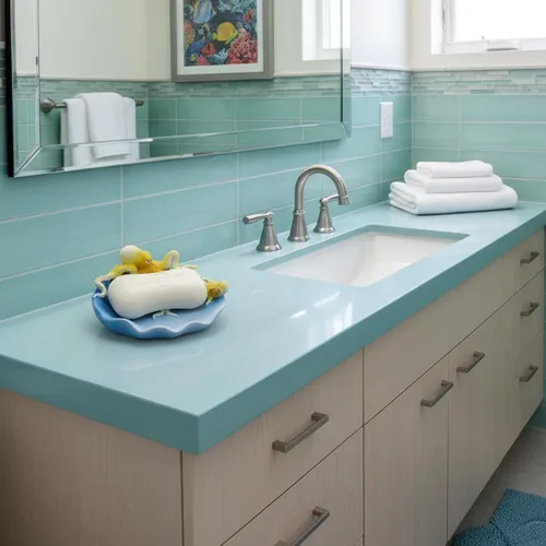 Miniatura 4 de Jabonera de resina para madre y bebé, accesorio de baño, decoración familiar de pulpo, decoración costera (azul océano)