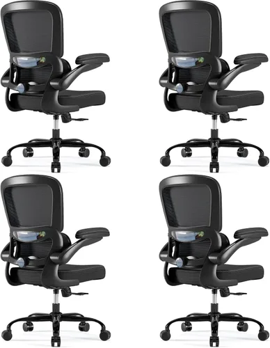 Miniatura 11 de TRALT Silla de oficina ergonómica, silla de escritorio con soporte lumbar ajustable, silla de computadora cómoda de malla con reposabrazos Rosa