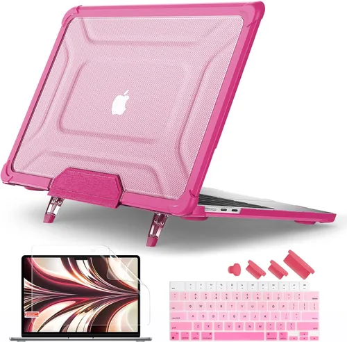 Miniatura 9 de Batianda Funda resistente para MacBook Air de 15 pulgadas 2026 M5 2025 M4 2024 2023 versión modelo A3448/A3241/A3114/A2941, soporte plegable Caqui