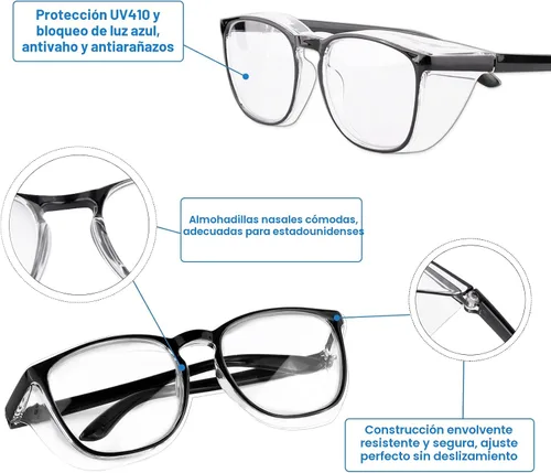 Miniatura 5 de SQIMZAR - Lentes de seguridad para mujeres, para enfermeras, lentes protectores, lentes de seguridad antivaho Leopardo+azul+negro