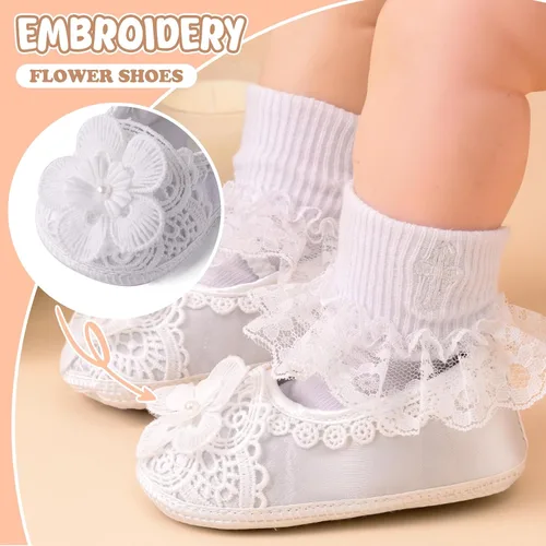 Miniatura 19 de Booulfi Calcetines para bebé, botines blancos para recién nacidos, zapatos de bautizo, calcetines para bebé, bautizo, trajes de Pascua