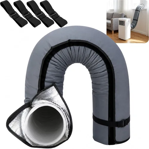 Miniatura 15 de Tlswshsy Funda acolchada para manguera de aire acondicionado, cubierta de manguera con aislamiento de CA con 4 correas de hebilla ajustables, funda