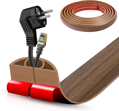 Miniatura 53 de Cubierta autoadhesiva para cables de suelo, gestión de cables de 3.3 pies, protector de tira de extensión para cables, evita tropiezos de cables