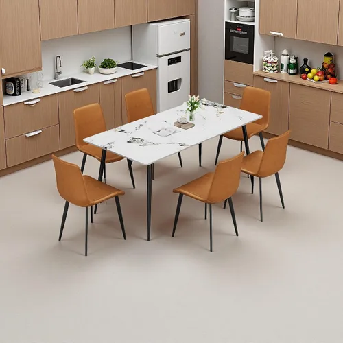 Miniatura 2 de Sillas de comedor con respaldo cómodo y patas de metal resistentes, modernas sillas tapizadas de piel sintética para cocina y oficina para comedor