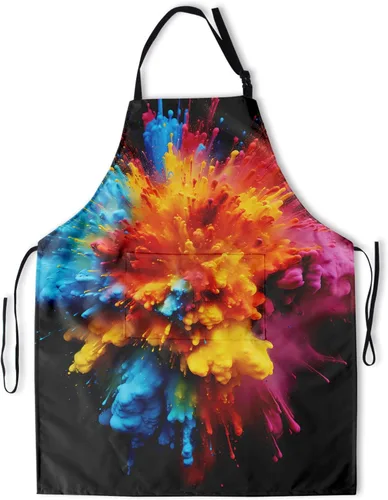 Miniatura 14 de Delantal colorido de poliéster Grooming Delantales con bolsillo para barbacoa Cocina Pintura Adultos German Shepherd