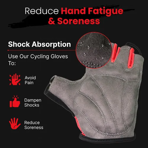 Miniatura 3 de Guantes de ciclismo, guantes de bicicleta de montaña, guantes de bicicleta Antideslizante, absorción de golpes, acolchado, transpirable, medio dedo