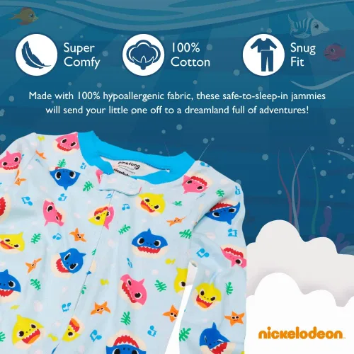 Miniatura 3 de Nickelodeon Boys' Baby Shark 2-Pack Footless One Piece Snug-fit Cotton Pajamas