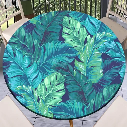 Miniatura 60 de Round Fitted Tablecloth with Elastic Outdoor Table Cover Round Elastic Tablecloths for Tables Waterproof Wipeable Table Cloths for