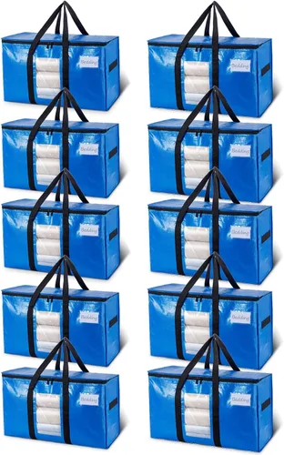 Miniatura 11 de TAILI - Bolsas de mudanza extra grandes, paquete de 10 bolsas negras resistentes para almacenamiento con ventana visible, asas envolventes