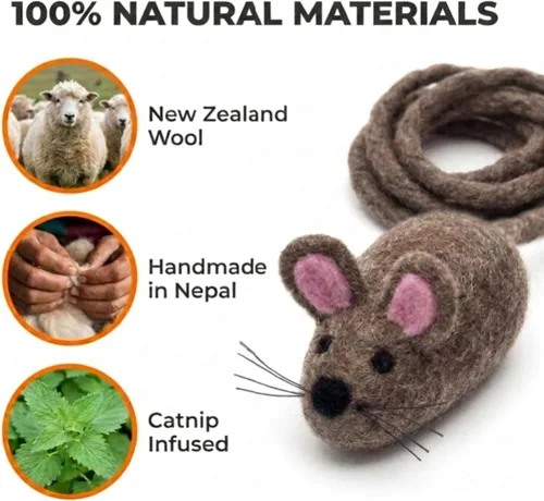 Miniatura 6 de Glaciart One Mini juguete de fieltro para gatos, tamaño de gatito y gato pequeño, juguete de lana natural, juguete interactivo suave y mullido
