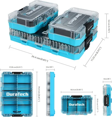 Miniatura 2 de DuraTech 3 Piezas Organizador de Piezas Pequeñas, 14 Compartimentos, Separadores Removibles, Organizador de Caja de Herramientas Portátil con Tapa