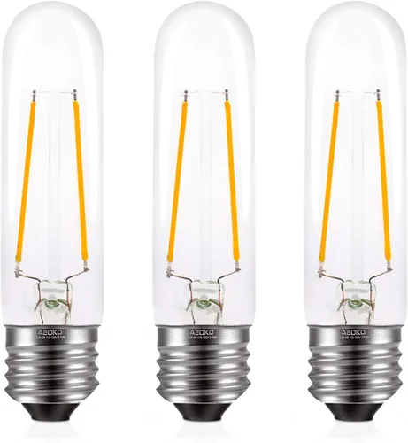 Bombillas LED T10 Edison - Blanco cálido, 2700 K, regulables, estilo vintage, equivalente a 4 W incandescentes de 40 W, base E26, paquete de 3 para