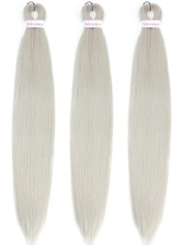 Miniatura 59 de Alrence Cabello estirado para hacer trenzas, trenza larga de 30 pulgadas, 8 paquetes, extensiones profesionales de trenzado de cabello sintético, 1b#