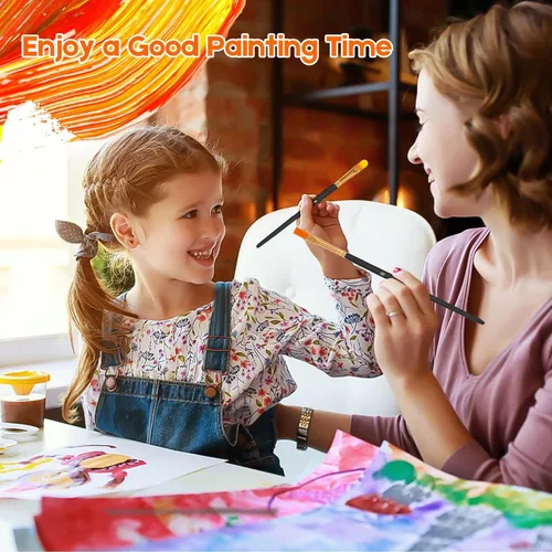 Miniatura 5 de Soucolor - Juego de pinceles para pintura acrílica, 120 unidades, punta redonda y puntiaguda, pinceles de artista para pintura acrílica, acuarela