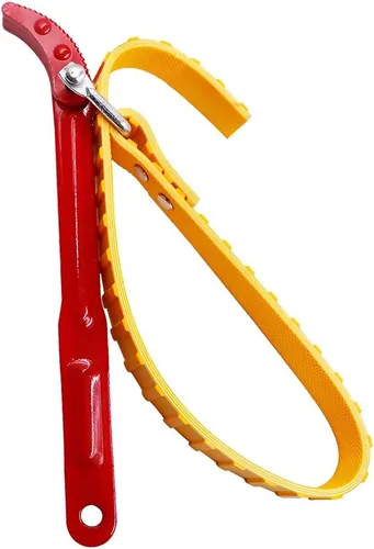 AUCELI Llave de filtro de aceite tipo correa, correa ajustable y mango de acero, herramientas manuales, caja de motor, motocicleta, llave multiusos