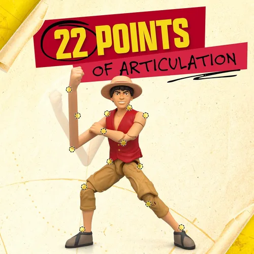 Miniatura 6 de Figura de acción de One Piece Monkey D. Luffy, 6 pulgadas (5.9 in) con 6 accesorios, incluye brazos y piernas intercambiables, póster deseado y base