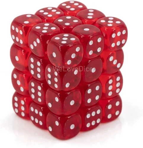 Chessex DND - Juego de dados Chessex D&D de 0.472 pulgadas, juego de dados poliédricos de plástico rojo y blanco translúcido, Dungeons and Dragons,