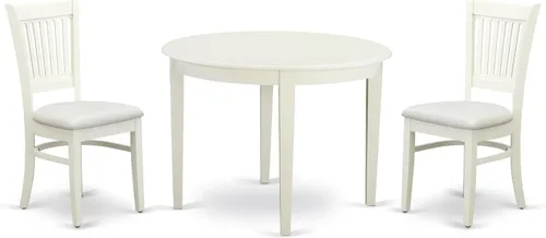 Miniatura 13 de East West Furniture BOVA5-LWH-C - Juego de comedor de 5 piezas para 4 personas, incluye una mesa de cocina redonda y 4 sillas de comedor tapizadas