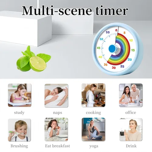 Miniatura 8 de Temporizador visual para niños, temporizador de tiempo de 60 minutos, temporizador para niños, para aula, oficina en casa, temporizador de cuenta
