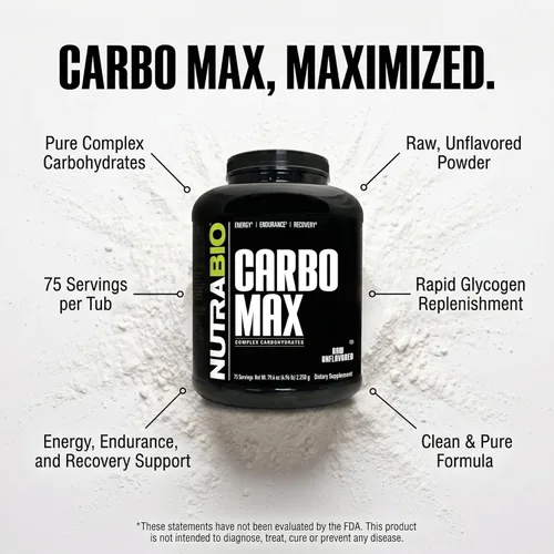 Miniatura 3 de NutraBio CarboMax Maltodextrina en polvo – Polvo de carbohidratos para energía sostenida – Rico en calorías para aumento muscular y de peso – Sin